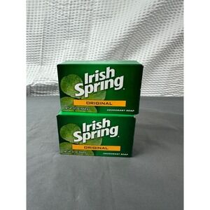 2 Vintage IRISH SPRING Bar Soap ORIGINAL Package No Flaxseed NIB